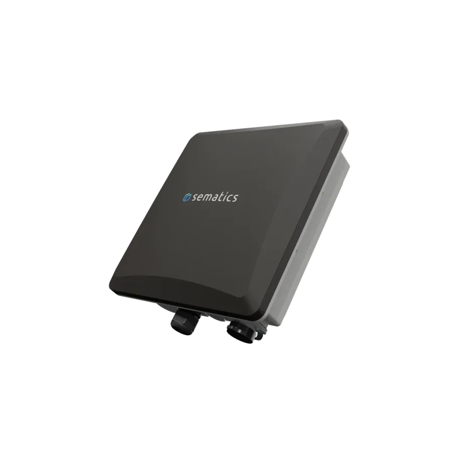 Sematics Link+ Pro gateway, a dark grey IP67 enclosure with connectors underneath