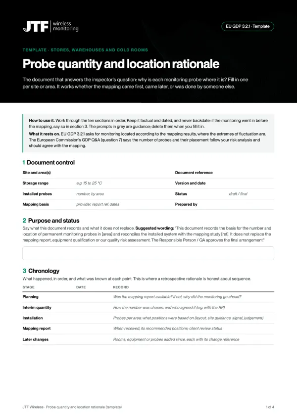 Page 1 of Probe quantity and location rationale: a template, preview